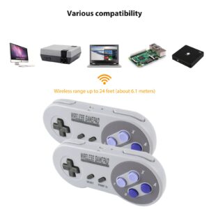 2 Pack Wireless Controller for SNES Classic Edition（Mini）/ for NES Classic Edition, Gamepad with USB Wireless Receiver Compatible for Switch, Windows, iOS, Liunx, Android Device