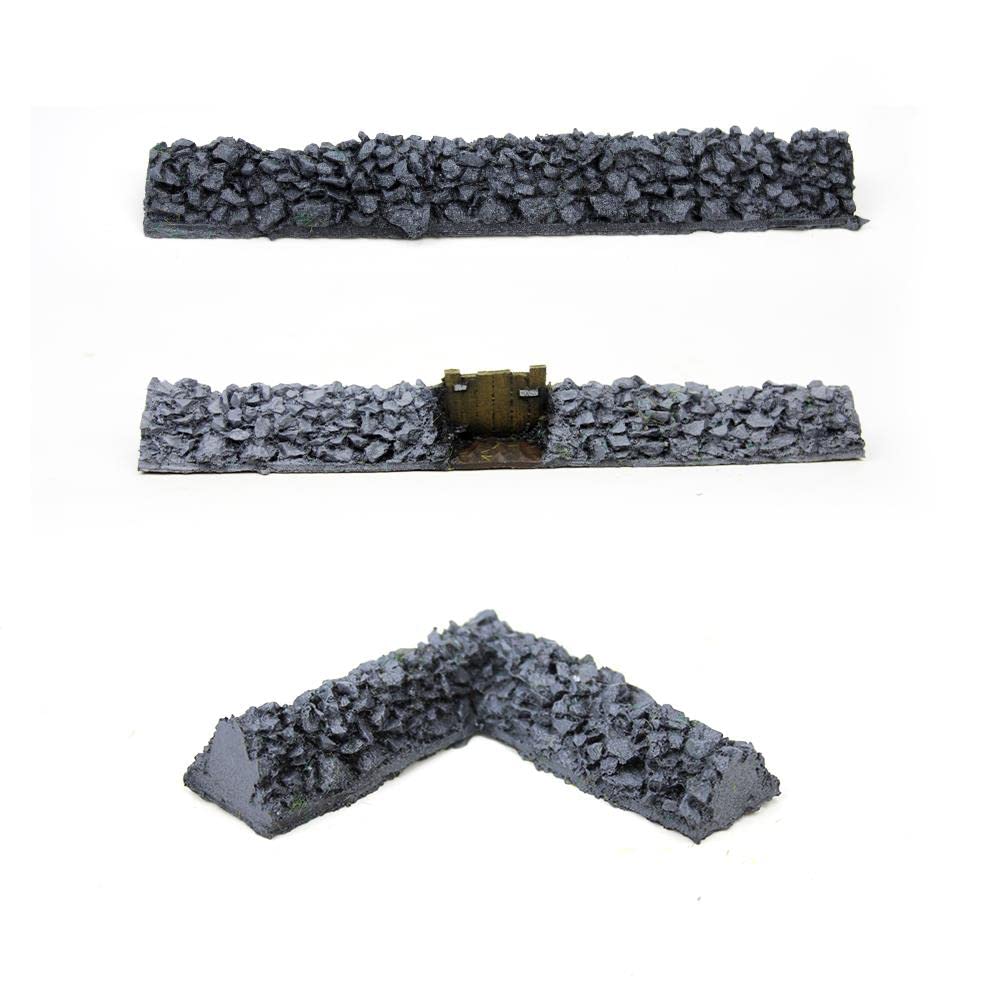 War World Gaming | Rubble Stone Wall | Painted x 30 | 20mm - 28mm Scale Resin Wargaming Tabletop Terrain Scenery