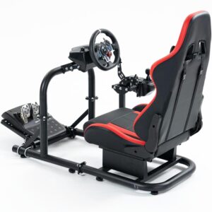 Anman G25 Stability Sim Simulator Cockpit with Seat Red fit for Logitech G29 G920 G923, Thrustmaster T248 T300,Moza PXN Multi-function Adjustable Pro Racing Wheel Stand|Wheel Shifter Pedals Without