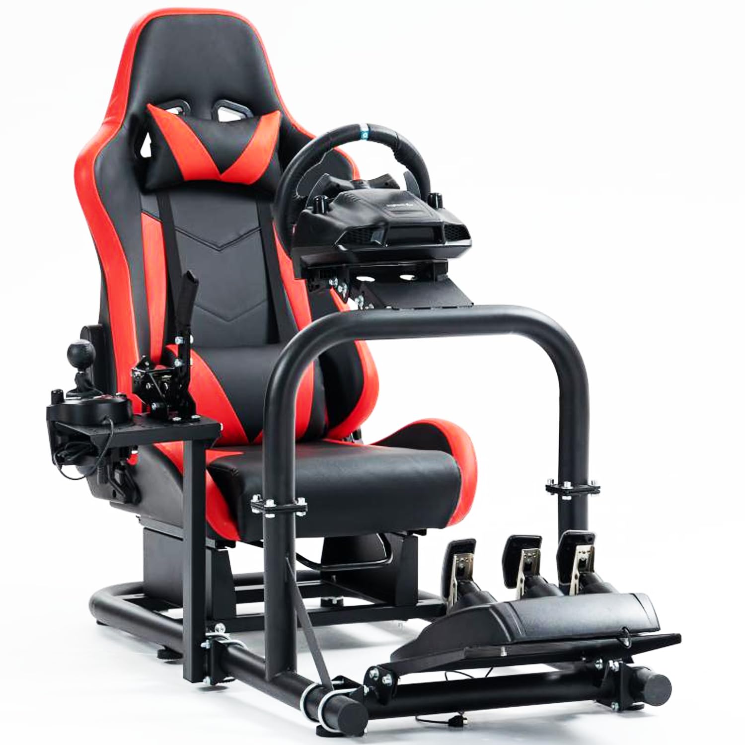 Anman G25 Stability Sim Simulator Cockpit with Seat Red fit for Logitech G29 G920 G923, Thrustmaster T248 T300,Moza PXN Multi-function Adjustable Pro Racing Wheel Stand|Wheel Shifter Pedals Without