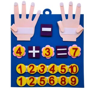 montessori kindergarten math toys felt finger math numbers w/hanging loop, felt boards for 3+, math games for kindergarten, homeschool curriculum, multiplication board, social emotional learning