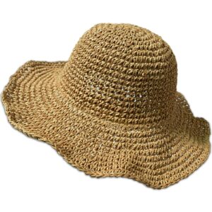 womens sun visor hats wide brim summer beach cap for women foldable vacation travel straw hat khaki