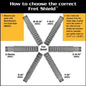 MusicNomad Fret Shield™ - Total Fretboard Protector Guard Tool for Fret Polishing on 25.5" Guitar Fret Scale (MN800)