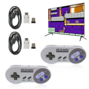 2 Pack Wireless Controller for SNES Classic Edition（Mini）/ for NES Classic Edition, Gamepad with USB Wireless Receiver Compatible for Switch, Windows, iOS, Liunx, Android Device