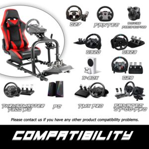 Anman G25 Stability Sim Simulator Cockpit with Seat Red fit for Logitech G29 G920 G923, Thrustmaster T248 T300,Moza PXN Multi-function Adjustable Pro Racing Wheel Stand|Wheel Shifter Pedals Without