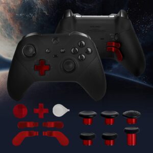 Metal Thumbsticks for Xbox One Elite Controller Series 2 Accessories, 13 in 1 Replacement Magnetic Buttons kit Includes 6 Swap Magnetic Joysticks, 4 Paddles, 2 D-Pads, 1 Adjustment Tool (Plating Red)