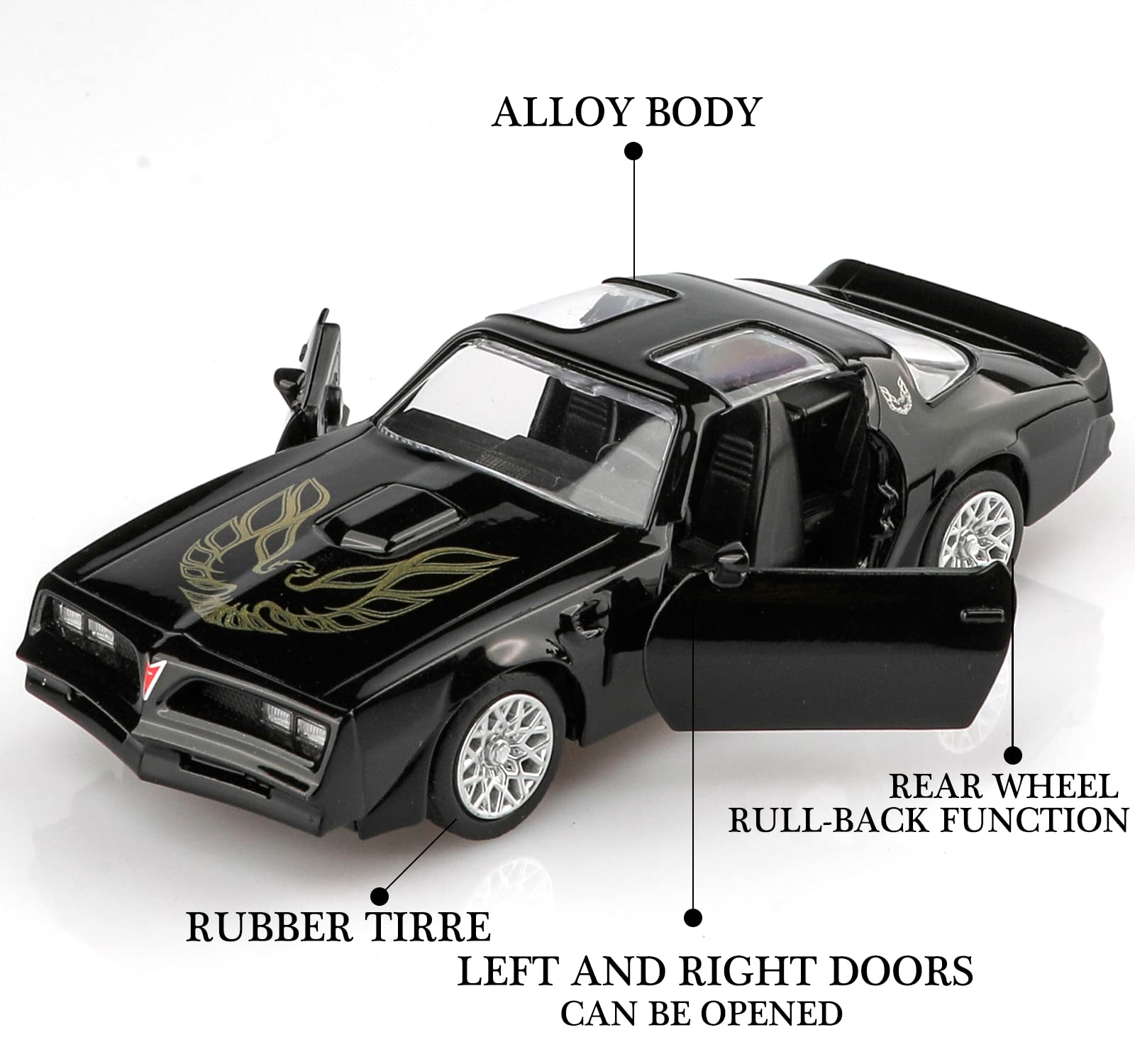 TOKAXI 1/36 Scale 1978 Pontiac Firebird Trans Am Diecast Car Models,Smokey and The Bandit Pull Back Toy Cars,Cars Gifts for Boys Girls