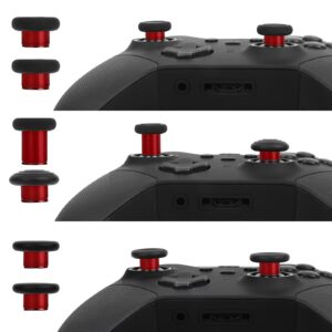 Metal Thumbsticks for Xbox One Elite Controller Series 2 Accessories, 13 in 1 Replacement Magnetic Buttons kit Includes 6 Swap Magnetic Joysticks, 4 Paddles, 2 D-Pads, 1 Adjustment Tool (Plating Red)