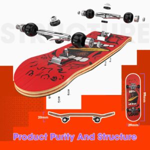 Dizywiee Finger Skateboard, Wooden FingerboardsToy with Bearing Wheel, Mini Skateboard, Birthday Gift for Boys and Girls, Size 30mm x 100mm