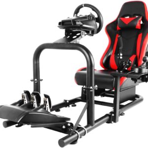 Anman G25 Stability Sim Simulator Cockpit with Seat Red fit for Logitech G29 G920 G923, Thrustmaster T248 T300,Moza PXN Multi-function Adjustable Pro Racing Wheel Stand|Wheel Shifter Pedals Without