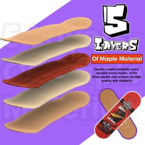 Dizywiee Finger Skateboard, Wooden FingerboardsToy with Bearing Wheel, Mini Skateboard, Birthday Gift for Boys and Girls, Size 30mm x 100mm