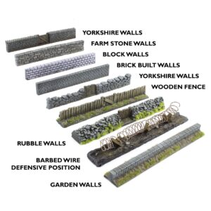 War World Gaming | Rubble Stone Wall | Painted x 30 | 20mm - 28mm Scale Resin Wargaming Tabletop Terrain Scenery