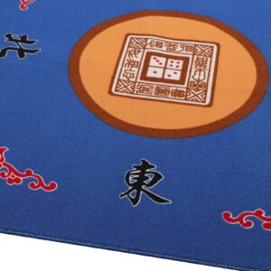 GUSTARIA Chinese Mahjong Set, with X-Large 144 Numbered Melamine Yellow Tiles, 2 Spare Tiles, 6 Dice and a Wind Indicator, Carrying Travel Case with English Instruction, Mahjong Mat (Blue)