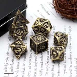 PJOY Clear Rainbow Resin DND Dice and Dragon Pattern D&D Metal Dice