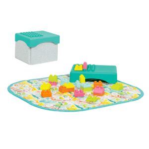 infantino super soft 1st building blocks activity station, easy-to-hold for babies & toddlers, bpa-free, multi-colored, 22-piece set with storage box and mat