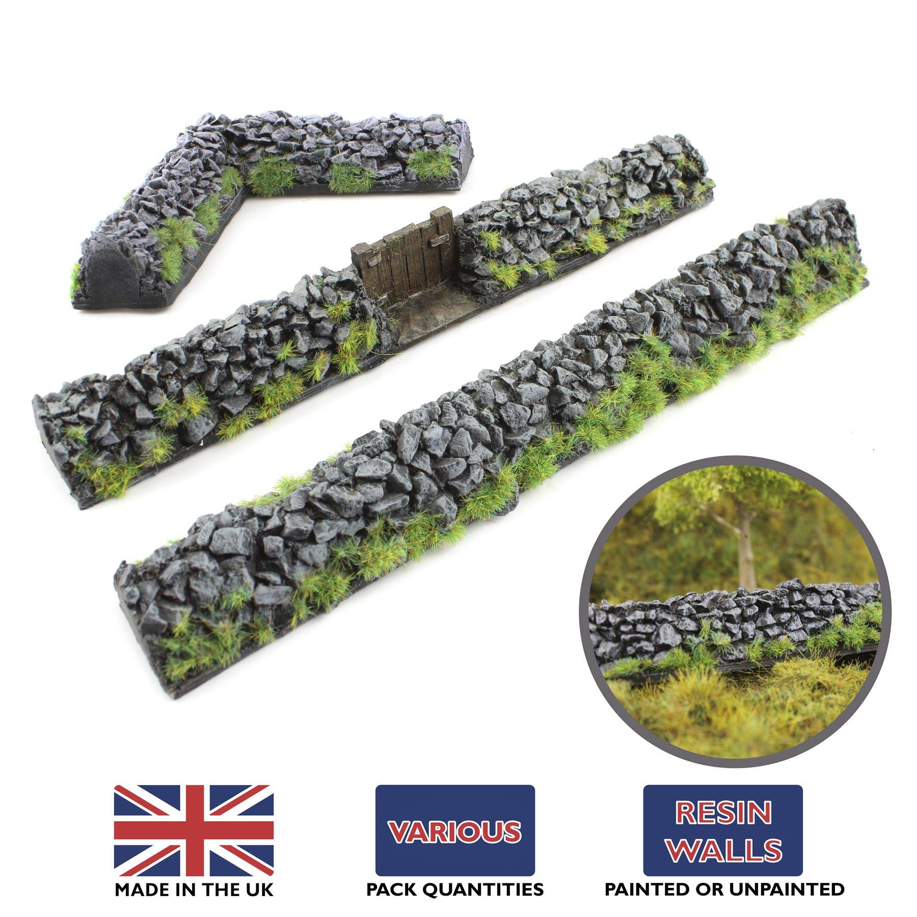 War World Gaming | Rubble Stone Wall | Painted x 30 | 20mm - 28mm Scale Resin Wargaming Tabletop Terrain Scenery