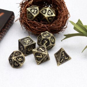 PJOY Clear Rainbow Resin DND Dice and Dragon Pattern D&D Metal Dice