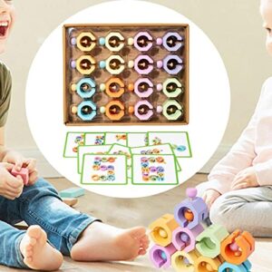 Almencla Montessori Shape Matching Game Toy, Stacking Toy for Toddlers Children Birthday Gift, Colorful