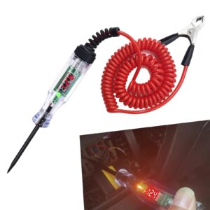 yonput 1 pc automotive test light digital led circuit tester, dc 6v-12v-24v electric tester light tool with portable extended spring wire, electric test pen car bidirectional voltage tester (red)