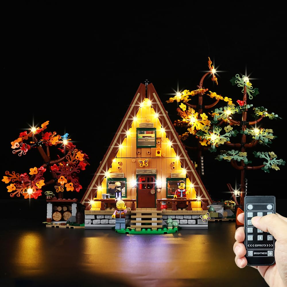 Kyglaring LED Lighting Kit (No Model) Designed for Lego A-Frame Cabin 21338 Model Building kit - without Building Set(Remote Version)