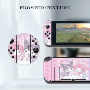 PERFECTSIGHT Cute Skin Sticker Compatible with Nintendo Switch, Kawaii Cartoon Vinyl Decal, Pretty Pattern Full Set Wrap Protective Film for NS Console & Joy-Con Controller & Dock (Melody Rabbit)