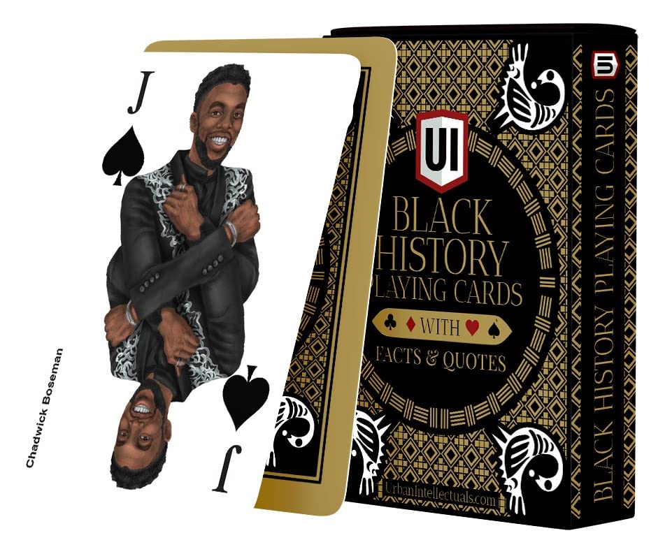 Urban Intellectuals Black History Playing Cards - African American Themed Gold Foil Cool Decks of Cards - Poker Blackjack Famous People Games Educational Quotes Fact Collectibles - Black