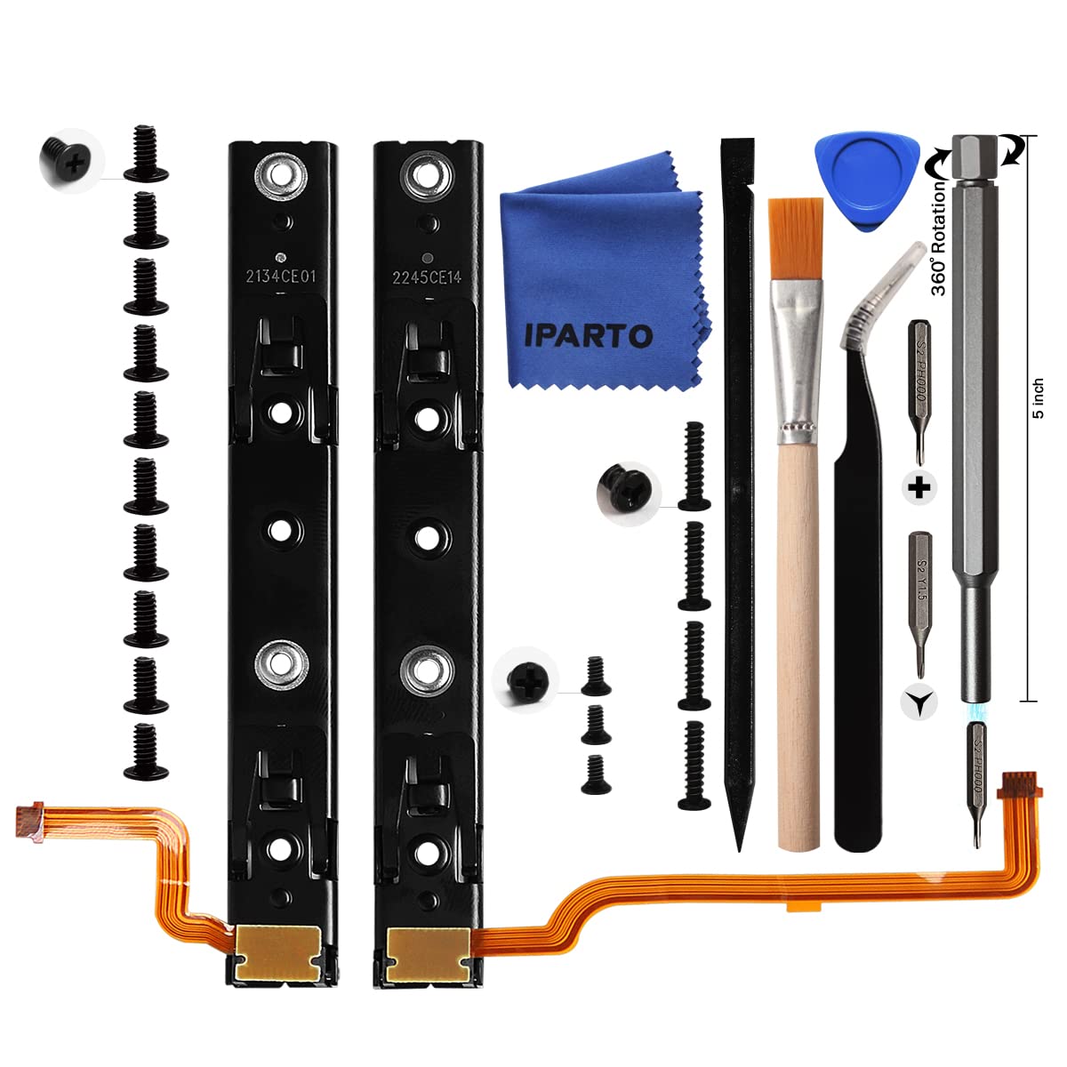 iParto Replacement Right and Left Slide Rail Replacement for Nintendo Switch Console Slide Rail with Flex Cable Replacement Kit for NS Switch Slider Bracket Slide Bar