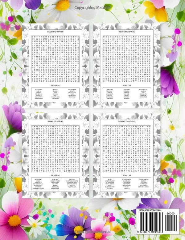 2023 Large Print Word Search Puzzle Book for Adults, Teens, and Seniors: Spring-Themed Brain-Boosting Activity with 100+ Puzzles in Large Font to Reduce Eye Strain and Promote Relaxation.