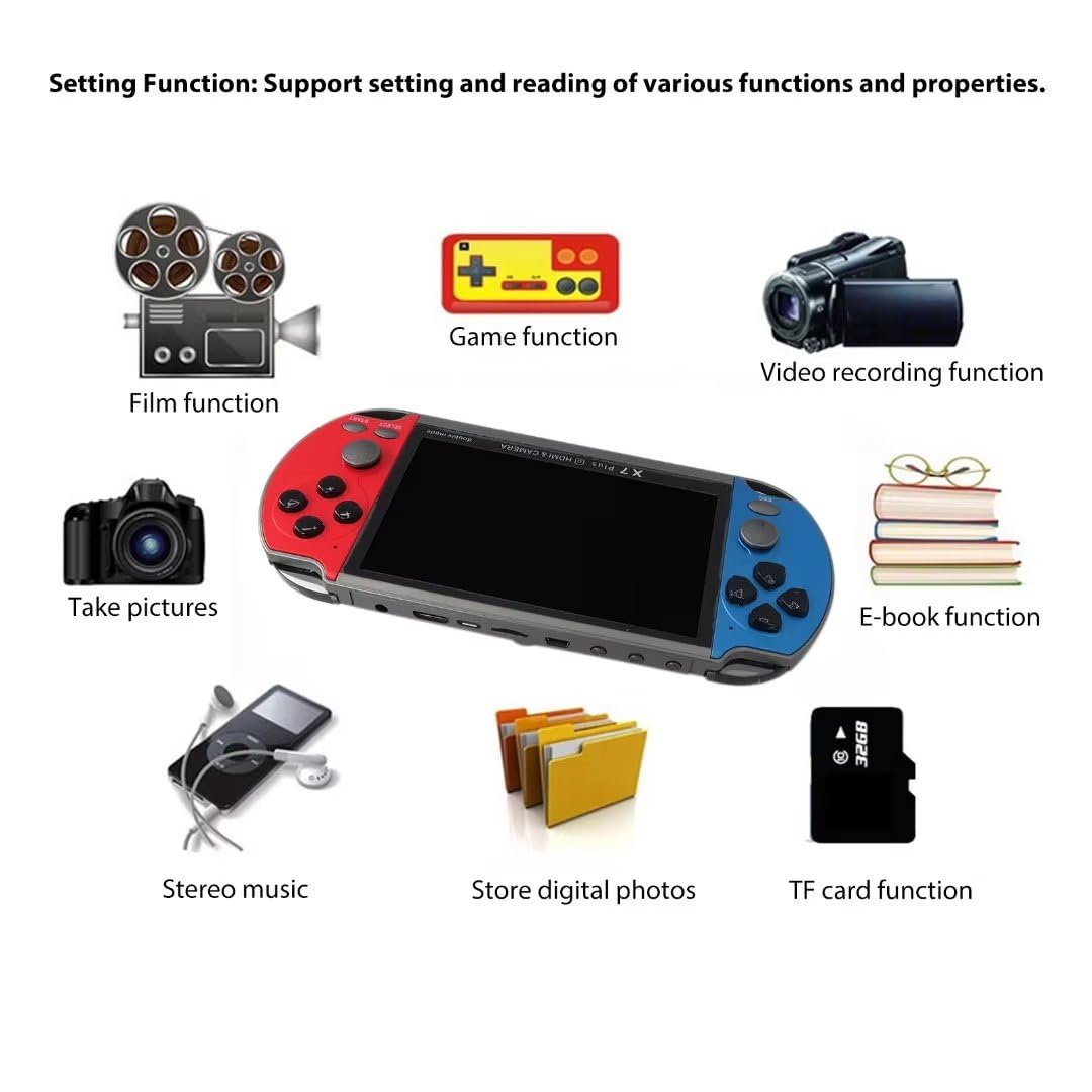 Handheld Game Console 5.0 inch Retro Games Consoles Classic Video Games Built-in Preinstalled Rechargeable Battery Portable Style Gaming Consoles Built-in 8GB Memory