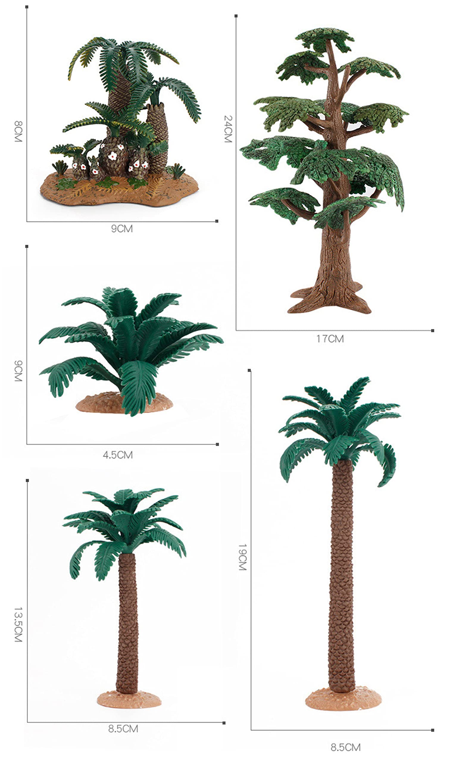 BDBD 7Pcs Mixed Model Trees, 1.7-9 Inch(4.5-24 Cm), Ho Scale Trees, Diorama Trees, Model Train Scenery, S for Projects Scenics Trees