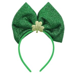 Kistreao Shamrock Bow Headband St. Patrick's Hair Band Green Clover Hair Accessories for Girls Women St. Patrick's Day Party Gift