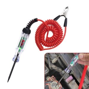 Yonput 1 PC Automotive Test Light Digital LED Circuit Tester, DC 6V-12V-24V Electric Tester Light Tool with Portable Extended Spring Wire, Electric Test Pen Car Bidirectional Voltage Tester (Red)