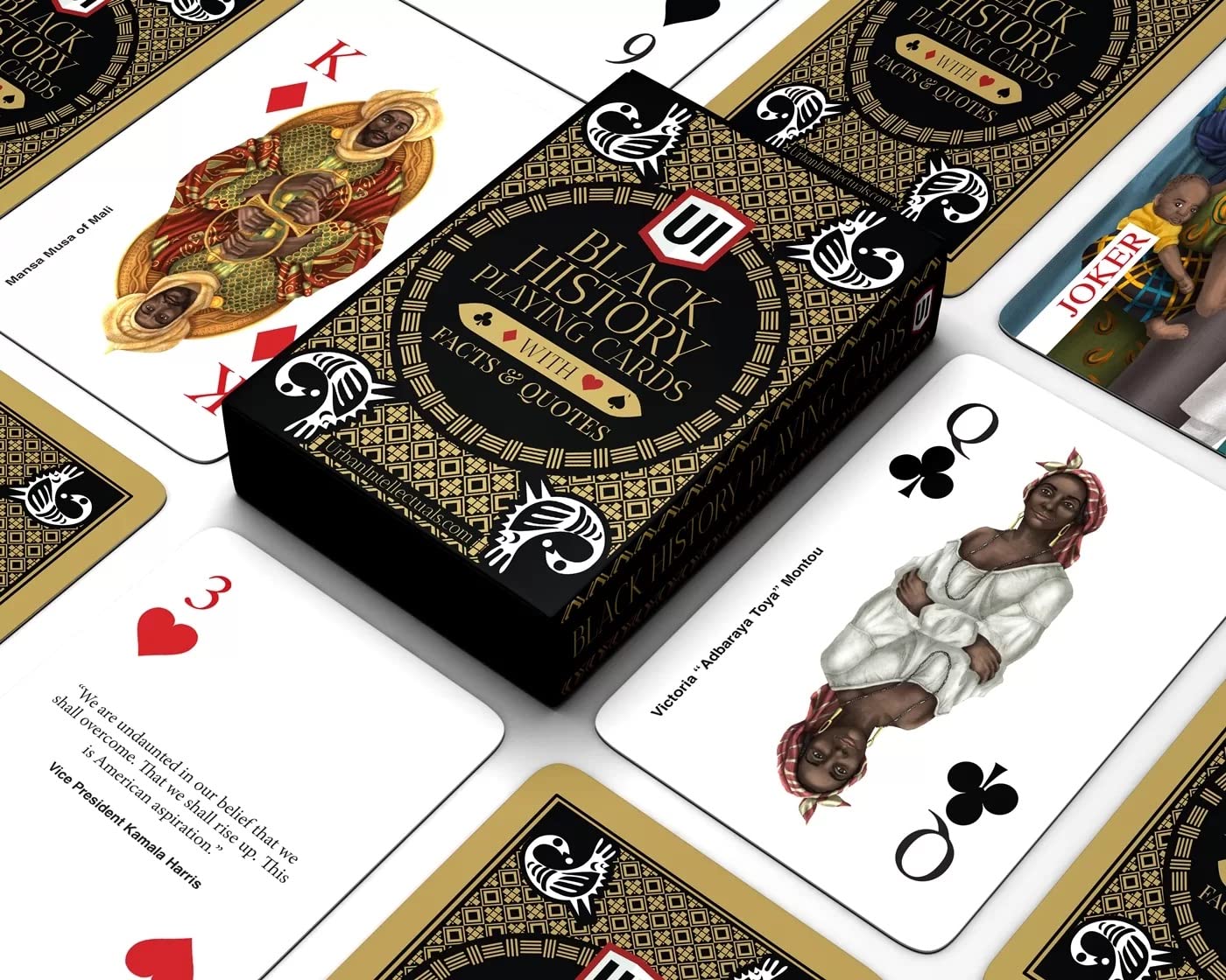 Urban Intellectuals Black History Playing Cards - African American Themed Gold Foil Cool Decks of Cards - Poker Blackjack Famous People Games Educational Quotes Fact Collectibles - Black