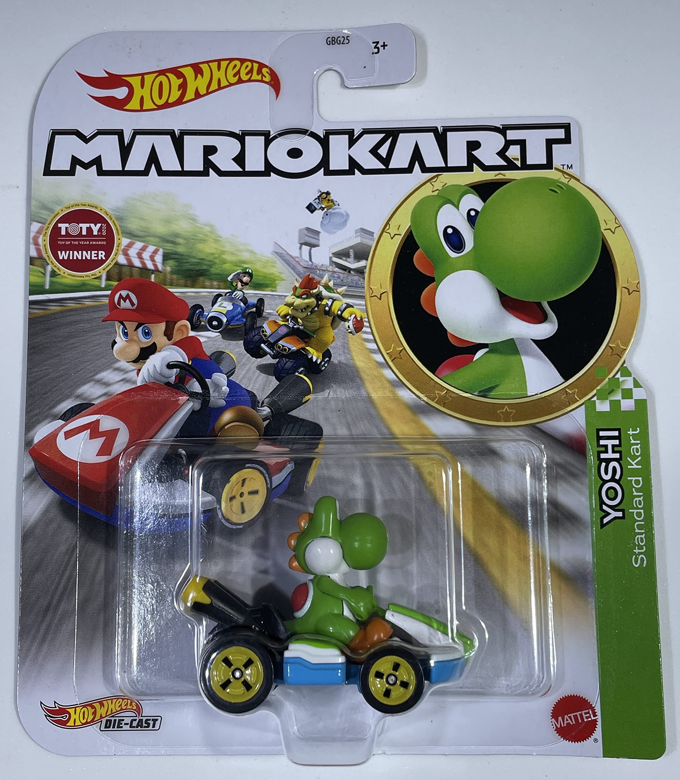 Hot Wheels - Mario Kart - Yoshi Standard Kart - 2022 - Mint/NrMint Ships Bubble Wrapped in a Box