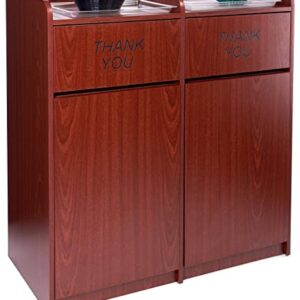 Displays2go Trash Receptacle for (2) 36 Gallon Bins, Thank You Message - Mahogany (LCKDPZSSSM2)