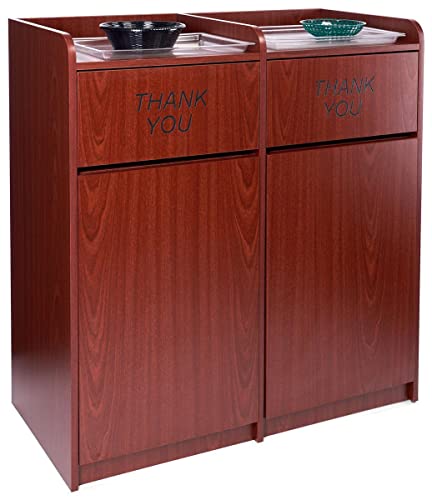 Displays2go Trash Receptacle for (2) 36 Gallon Bins, Thank You Message - Mahogany (LCKDPZSSSM2)