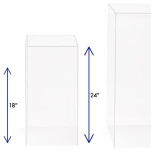 Displays2go Set of 3 Pedestals for Floor, Square Tops, 3 Sizes, Fillable, Acrylic - Clear (SMCLRPED3)