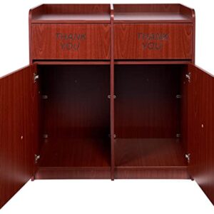 Displays2go Trash Receptacle for (2) 36 Gallon Bins, Thank You Message - Mahogany (LCKDPZSSSM2)