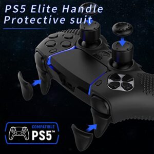 PS5 Edge Controller Cover, Protective Case for PlayStation 5 Edge Controller, PS5 Controller Skin for PlayStation 5 DualSense Wireless Edge Controller with 4PCS Thumb Grip Caps+L2 R2 Trigger Extender