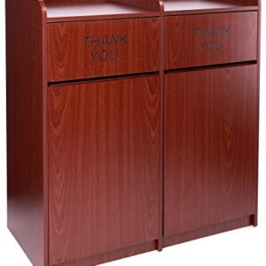 Displays2go Trash Receptacle for (2) 36 Gallon Bins, Thank You Message - Mahogany (LCKDPZSSSM2)