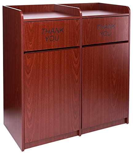 Displays2go Trash Receptacle for (2) 36 Gallon Bins, Thank You Message - Mahogany (LCKDPZSSSM2)