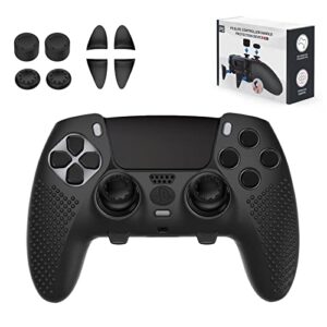 ps5 edge controller cover, protective case for playstation 5 edge controller, ps5 controller skin for playstation 5 dualsense wireless edge controller with 4pcs thumb grip caps+l2 r2 trigger extender