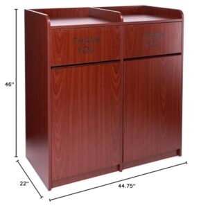 Displays2go Trash Receptacle for (2) 36 Gallon Bins, Thank You Message - Mahogany (LCKDPZSSSM2)