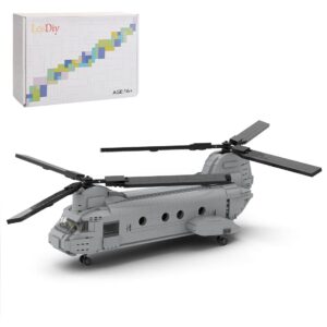 phynedi military ch-46 transport helicopter bricks model, moc aircraft plane aeroplane small particle construction collection challenge building toy, moc-25924 (1,202 pieces)