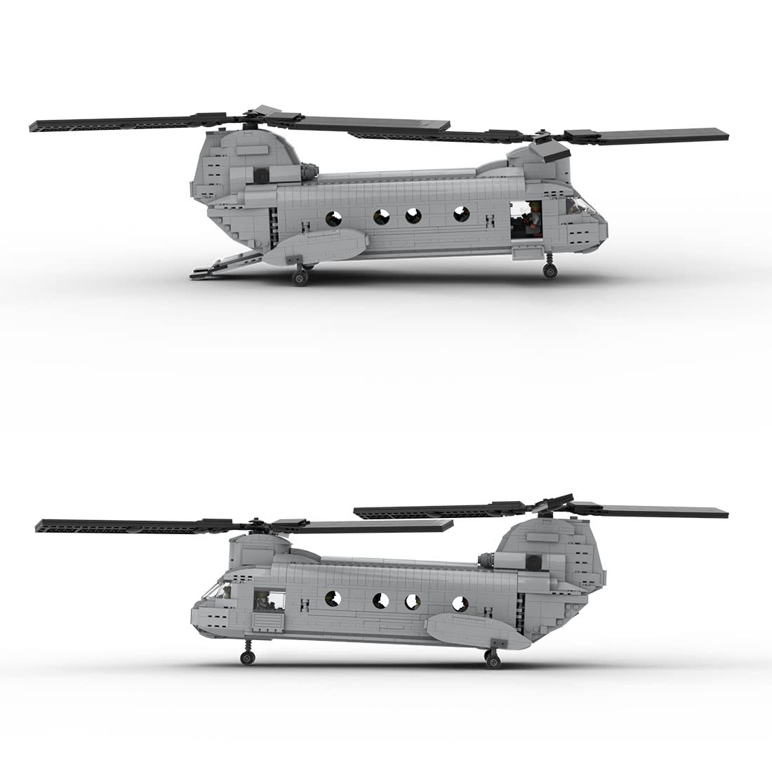 PHYNEDI Military CH-46 Transport Helicopter Bricks Model, MOC Aircraft Plane Aeroplane Small Particle Construction Collection Challenge Building Toy, MOC-25924 (1,202 Pieces)