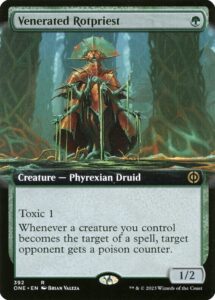 magic: the gathering - venerated rotpriest (392) - extended art - phyrexia: all will be one