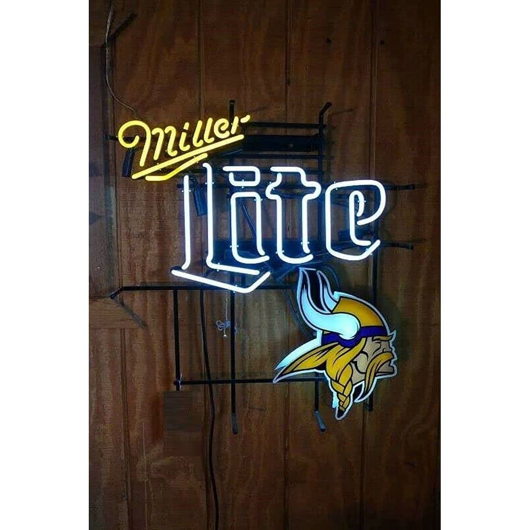 Prouten 32inx24in Millers Lite Viking Neon Sign Neon Light Man Cave Bar Pub Beer Gift Neon Lamp