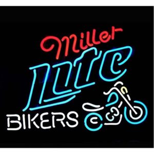 prouten 24inx20in millers lite bike bikers bicycle neon sign (varioussizes) beer bar pub man cave business glass lamp light