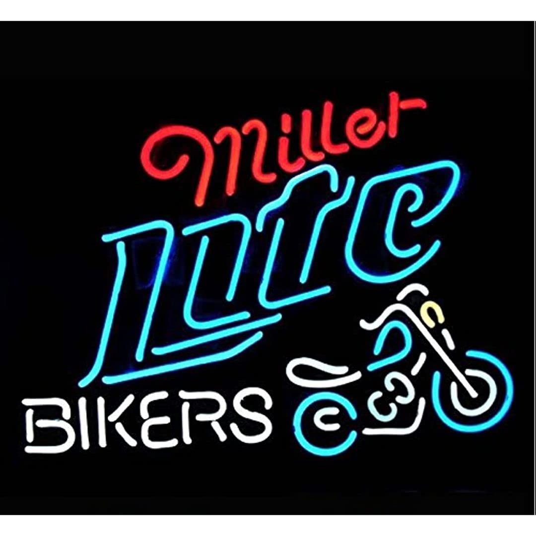 Prouten 24inx20in Millers Lite Bike Bikers Bicycle Neon Sign (VariousSizes) Beer Bar Pub Man Cave Business Glass Lamp Light