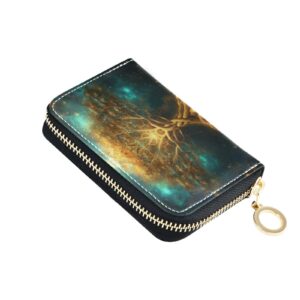 sletend rfid credit card holder tree of life leather with zipper card case wallet for women girls